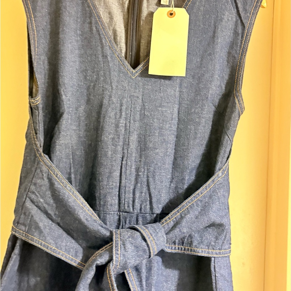 Joie Denim Blue Tie-Waist Jumpsuit - Picture 4 of 5